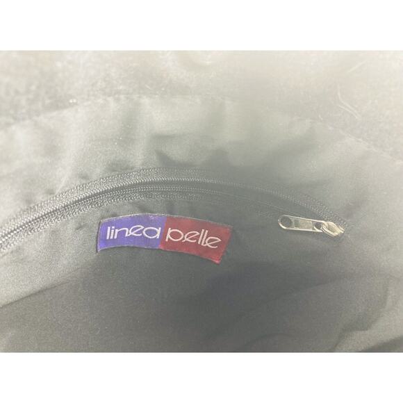 RARE LINEA PELLE BLACK FELT SHOULDER HAND BAG BEAR MOUNTAIN LEAF EMBROIDERED - Picture 8 of 11